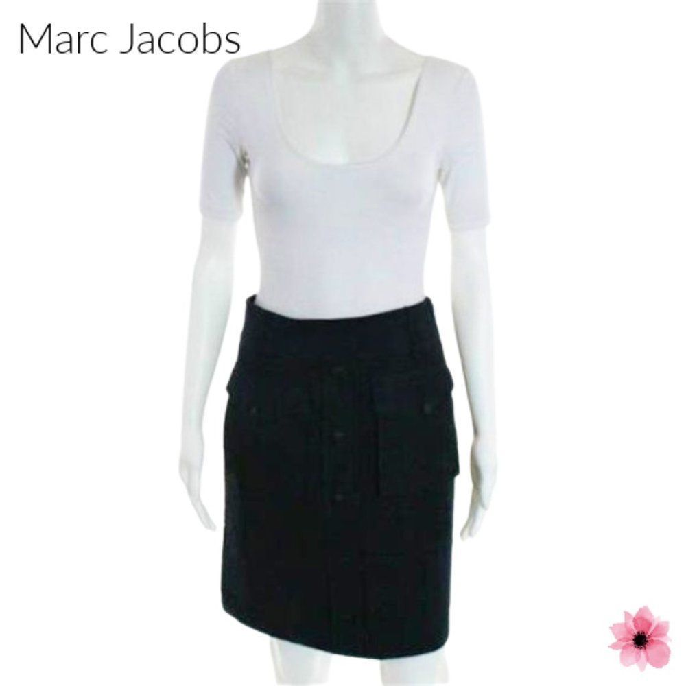 Marc Jacobs Black Cotton Mid Rise 4 Pocket Skirt Size 2 - Picture 2 of 9